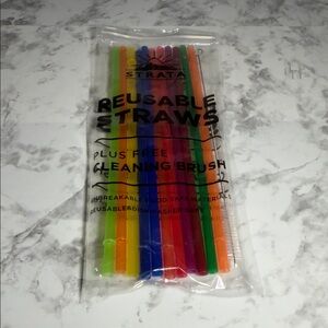 Strata Reusable Straws - Multicolor with Straw Cleaner